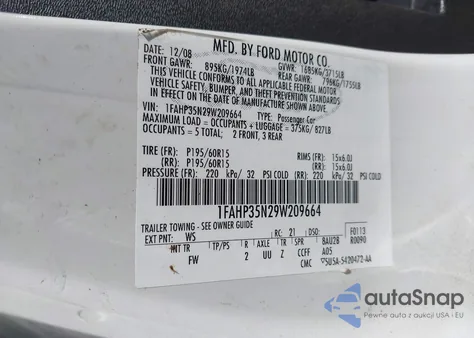 2009 Ford Focus Se from USA, damaged, VIN 1FAHP35N29W209664